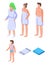 Towel icons set, isometric style