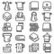 Towel icons set, outline style