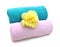 Towel. towels and carnation flower on white