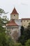 The tower of the ancient Prague Castle in the historic district of Prague. Czech Republic