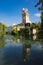 Tower of Astronomical Observatory of Padua, Italy. Against blue sky, space for text