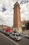 Tower in Av. Reina Maria Cristina. Historic center of Barcelona, Spain