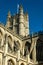 The tower of Bath Abbey in autumn sunshine