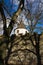 Tower behind fortification wall, sunny autumn day, Tabor, Czech Republic