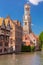 Tower Belfort from Rozenhoedkaai in Bruges