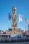 The tower of the Belfry Belfort on Grote Markt square Brugge