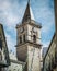 The tower bells and big clock of Saint Santiago church in Villena city, Alicante, Spain