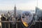 Tower binoculars facing Manhattan skyline in New York City