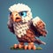 Tower Of Blocks: A Cute Minecraft Eagle In Pixel Art Style