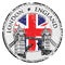 Tower Bridge grunge stamp with flag, vector illustration , London