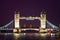 Tower Bridge illuminated at night time