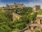 The Tower Bridge links the two hillside fortresses in Spoleto, Italy