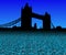 Tower Bridge London with abstract pound currency foreground illustration