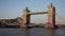 Tower Bridge in London, Cars Traffic in Sunset, Ships, Boats Cruise on Thames River, Famous Places, Landmarks in Europe