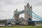 Tower Bridge in London, Gray rainy day. Great Britain, UK