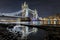 The Tower Bridge of London seen from the river Thames bank