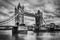 Tower Bridge in London, the UK. Black and white