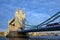 Tower Bridge in London, UK. Tower Bridge crosses the River Thames and is one of the most famous tourist sights in London