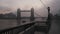 Tower Bridge and River Thames, iconic London skyline scene with beautiful misty colourful sunrise on