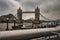 The tower bridge on river thames in london with pipe line