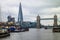 Tower Bridge and the Shard, London, UK.