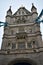 Tower Bridge, single tower closeup. London, United Kingdom.