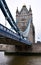 Tower Bridge, single tower closeup. London, United Kingdom.