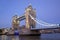 Tower Bridge and Thames River at dusk, London