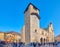 The tower of Broletto and Cathedral of Como, Lombardy, Italy