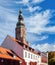 Tower of the cathedral St. Nikolai in the historic city center of Greifswald