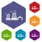 Tower of chemical factory icon, simple style