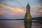 Tower church dams river Ebro Cantabria Spain