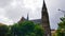 Tower of the Church of St. Ludmila Kostel svatÃ© Ludmily in Peace Square nÃ¡mÄ›stÃ­ MÃ­ru in Prague, Czech Republic