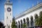 Tower with clock and building. Sochi.