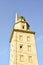 tower with clock, photo as a background , in a coruna north spain, galicia, spain, europe , tower of hercules lighthouse