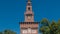 Tower with clock of the Sforza Castle - Castello Sforzesco timelapse, Milan, Italy