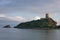 Tower Coltellazzo of Saint Efisio lighthouse at Nora, Sardinia, Italy