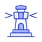 A tower containing a beacon light to warn or guide ships at sea, well designed icon of lighthouse