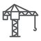 Tower crane line icon, lifting and building, construction crane sign, vector graphics, a linear pattern