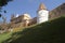 Tower and defense wall from the Medias fortress, Medias, Sibiu, Romania