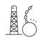 tower demolitions line icon vector illustration