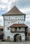 The tower and the entrance to the medieval fortress of the city Targu Mures, Transylvania.