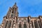 Tower of famous Strasbourg Cathedral in France in romanesque and gothic architecture style