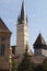 The tower of the fortified church of Medias - St. Margaret`s Church - Romania, Sibiu