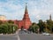 The tower and the guarded entrance gate in the South-Western part of the Moscow Kremlin