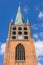 Tower of the historic Schweizer Kirche church in Emden