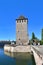 Tower at historical Ponts Couvert\\\' bridge in STrasbourg, France