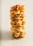 Tower of homemade butter cookies with caramel, top view