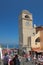 Tower with hours on central square. Capri, Italy