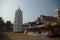 Tower for icon lamps in the temple Sri Mangesh, Goa, India. The temple was erected in honor of the Hindu God Mangesh - one of the